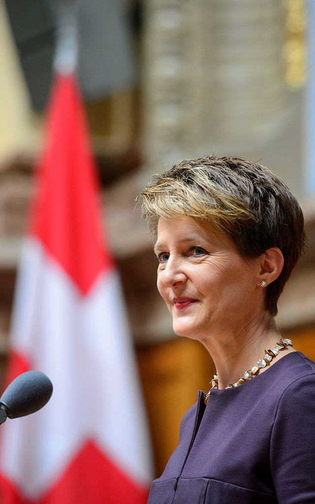 In unserer Demokratie sind alle wichtig – Bundesrätin Simonetta Sommaruga bei ihrer Rede vor der vereinigten Bundesversammlung (Foto: Béatrice Devènes)