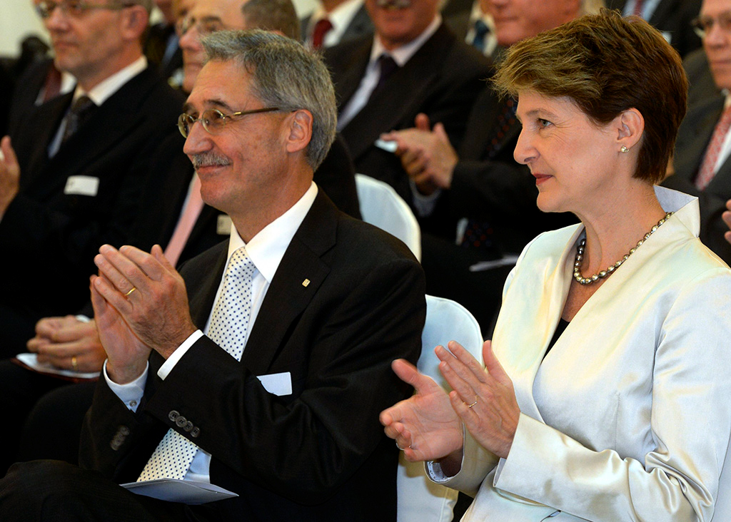 La conseillère fédérale Simonetta Sommaruga et Andreas J. Keller, président du Tribunal pénal fédéral (Photo: Keystone)